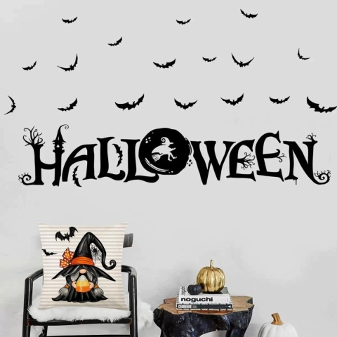 Poszewki Halloween 45x45 cm 4 szt lniane kot nietoperz dynia krasnal ozdoba