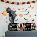 Poszewki Halloween 45x45 cm 4 szt lniane kot nietoperz dynia krasnal ozdoba