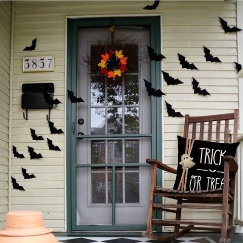 Poszewki Halloween 45x45 cm 4 szt lniane kot nietoperz dynia krasnal ozdoba