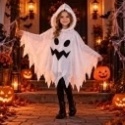 Strój Ducha Halloween dla Dziecka Peleryna z Kapturem Biała Rozmiar M