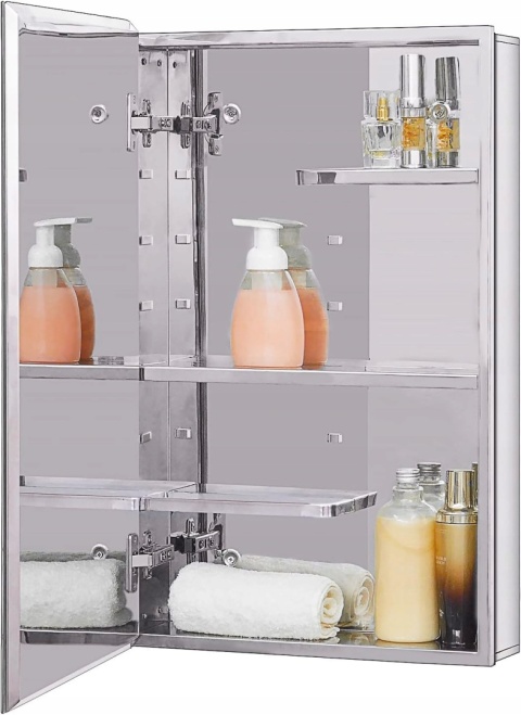 Szafka łazienkowa z lustrem Fundin 38x65 cm stal nierdzewna 3 półki