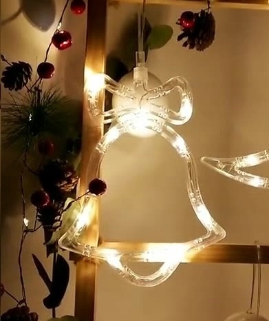 Zawieszka Świąteczna Na Szybę Choinkę Dzwonek Led