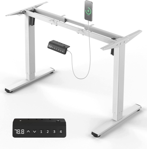 Stelaż Biurka Elektryczny Regulowany 2 Silniki 150 kg USB-C Xyndyx Biały
