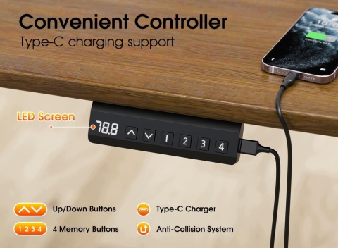Stelaż Biurka Elektryczny Regulowany 2 Silniki 150 kg USB-C Xyndyx Biały