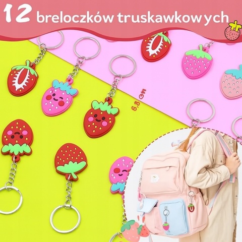12 szt. Kolorowe Słomki Truskawkowe Zestaw Spirale 25 cm | Dla Dzieci Party
