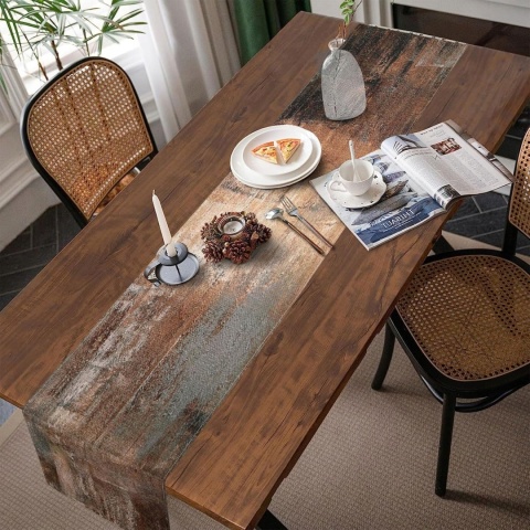 Bieżnik na Stół Lniany 40 x 140 cm Kolor Brązowy Stylowy