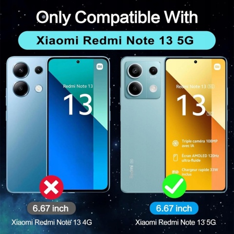 Etui Xiaomi Redmi Note 13 5G (czarne) i szkło hartowane na ekran
