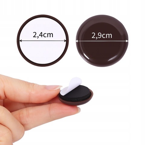 Ezprotekt Okrągłe Brązowe Samoprzylepne Ślizgacze Meblowe 29mm 40 sztuk