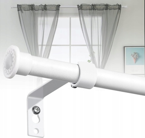Karnisz na firanki zasłony regulowany metalowy 71-127 cm Ø 16mm biały