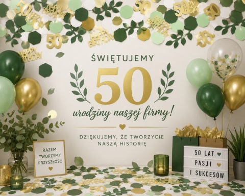 Konfetti 50 Urodziny Złote Zielone HAPPY BIRTHDAY Impreza Jubileusz