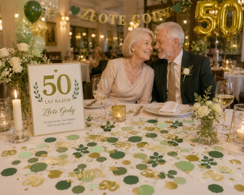 Konfetti 50 Urodziny Złote Zielone HAPPY BIRTHDAY Impreza Jubileusz