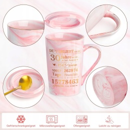 Kubek ceramiczny prezent dla kobiet na 30 urodziny z łyżeczką 350ml j.niemi