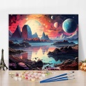 Malowanie po numerach bez ramy zestaw z pędzelkami góry w kosmosie 40x50cm