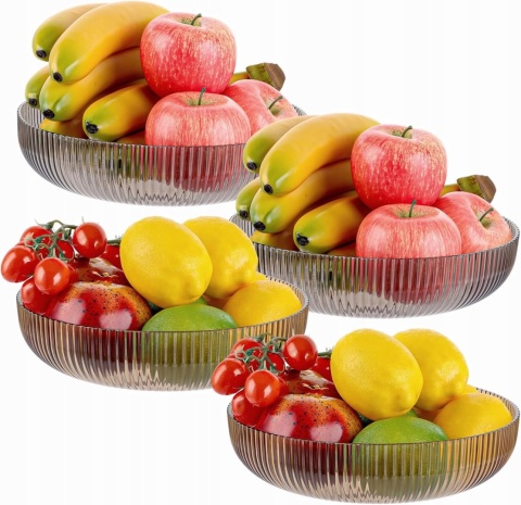 Miski plastikowe 25 cm Zestaw 4szt Szare i kawowe PET spożywczy Do zmywarki