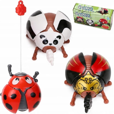 Owady zabawkowe na zwijanym sznurku ruchome zestaw 3 szt zabawka edukacyjna