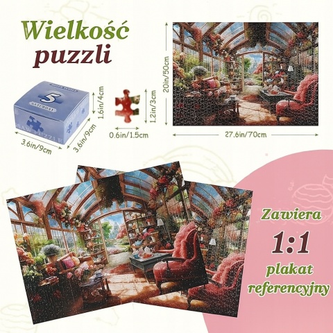 Puzzle 1008 elementów dla dorosłych pokój gościnny z kwiatami 70 x 50 cm