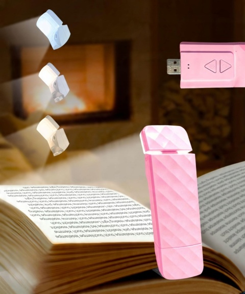 RUNESOL Różowa Lampka Do Czytania USB 5 Trybów 80h Bateria