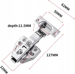 Zawiasy szafkowe samozamykające 45° chrom 127mm 8szt
