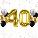 Balony cyfra numer 40 na urodziny rocznicę złoty 101cm zestaw 12 sztuk