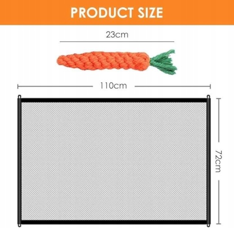 Bramka zabezpieczająca Barierka ochronna dla psa 110x72cm Czarna