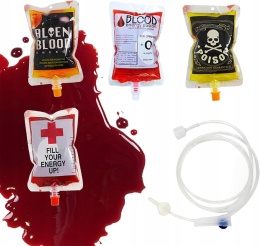 Dekoracja na Hallowen pojemniki na kroplówke odciski palców 4szt krew