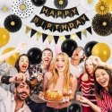 Dekoracje urodzinowe happy birthday zestaw czarno zlote