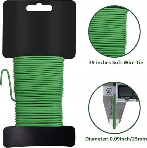 Drut ogrodowy do podwiązywania roślin pomidorów kwiatów zielony 10m x 2,5mm