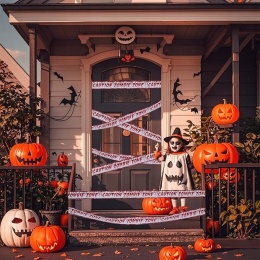 Halloween Taśma Ostrzegawcza 9m Dekoracja Ogrodu Horror
