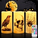 Homemory Świece LED Halloween bezpłomieniowe zmieniające kolor 3 szt.