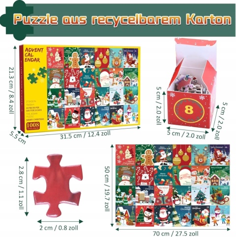 Kalendarz Adwentowy 2024 Puzzle Boże Narodzenie Układanka 1008 szt