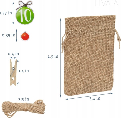 Kalendarz adwentowy DIY torebki papierowe naklejki świąteczne 24 dni