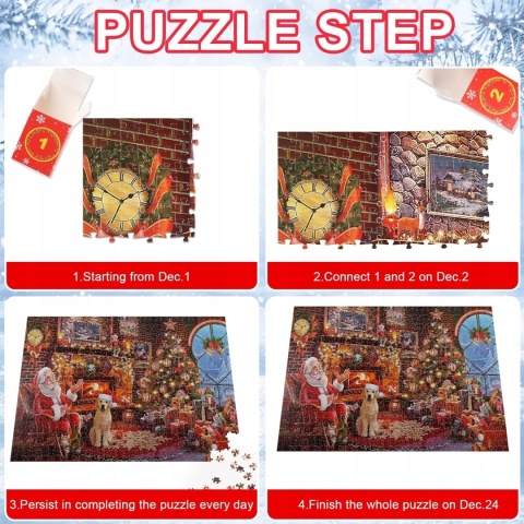 Kalendarz adwentowy, puzzle, kalendarz adwentowy z puzzlami, 1008 elementów