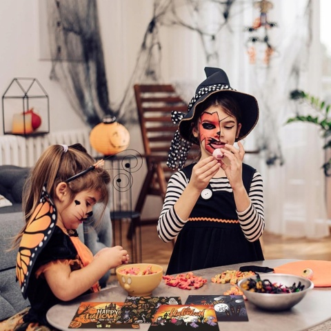 Kartki halloweenowe na Halloween z kopertami zestaw 6 sztuk
