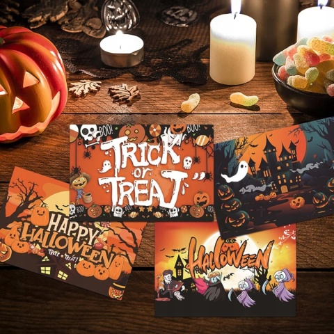 Kartki halloweenowe na Halloween z kopertami zestaw 6 sztuk