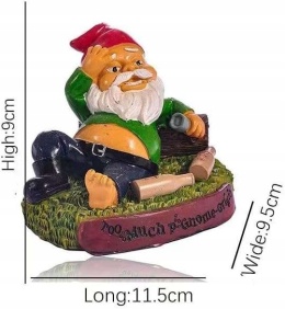 Krasnal ogrodowy figurka gnoma z żywicy pijany krasnal dekoracja 11,5 cm