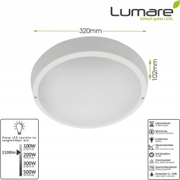 Lampa LED 32 cm Plafon Bardzo jasna 30 W Ciepły Biały IP54
