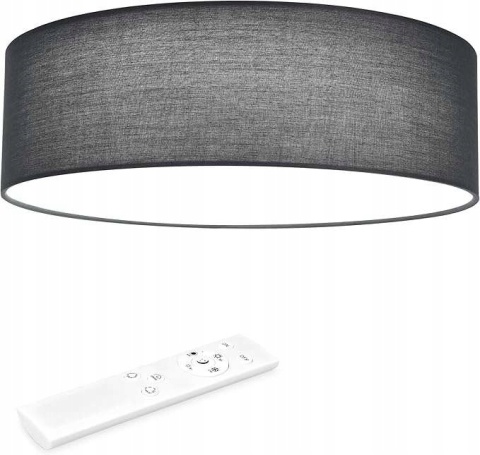 Lampa LED sufitowa plafon z abażurem szary 32cm sterowany pilotem