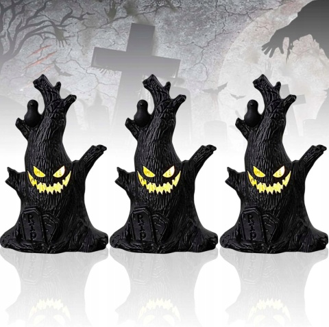 Lampa W Kształcie Drzewa Led Dekoracja Na Halloween Świecąca Figurka 3 szt
