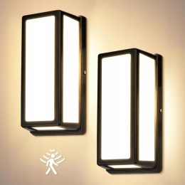 Lampa ścienna zewnętrzna z czujnikiem ruchu 24 W ciepła biel IP65 2szt