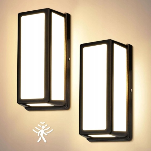 Lampa ścienna zewnętrzna z czujnikiem ruchu 24 W ciepła biel IP65 2szt