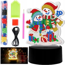 Lampka nocna LED 3D świąteczna haft diamentowy dla dzieci Boże Narodzenie