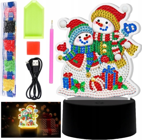 Lampka nocna LED 3D świąteczna haft diamentowy dla dzieci Boże Narodzenie