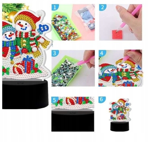 Lampka nocna LED 3D świąteczna haft diamentowy dla dzieci Boże Narodzenie