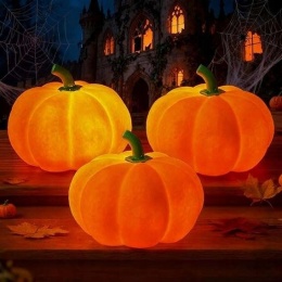 Lampki LED dekoracyjne 10x8cm w kształcie dyni na Halloween zestaw 3szt