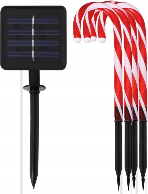 Lampki świąteczne LED oświetlenie świąteczne solarne Kształt cukierka 4 szt