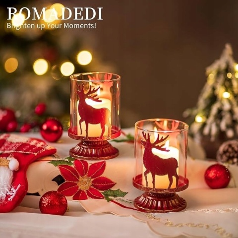 Latarnia Romadedi Deer Zestaw 2 szt renifer Boże Narodzenie Dekoracja stołu