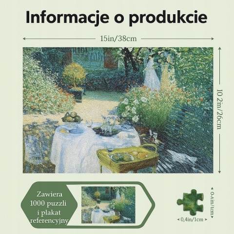 MISITU Puzzle 1000 elementów obraz olejny Moneta „Lunch", 38x26 cm