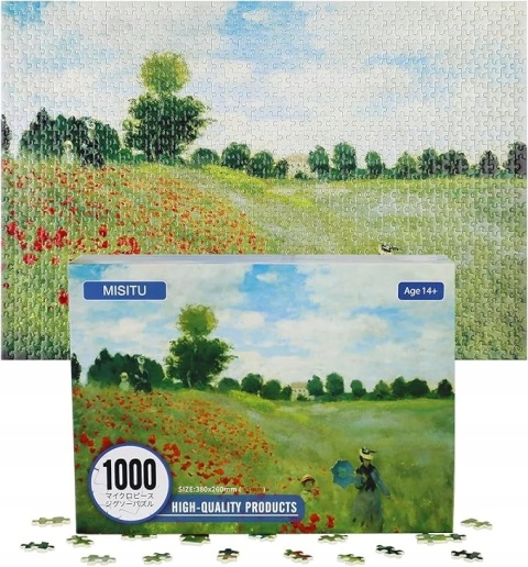 Mini puzzle MISITU 1000 el Monet Pola Coquelicots 38x26 cm