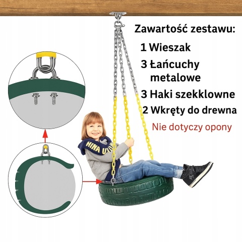 Mocowanie sufitowe zestaw do zawieszania huśtawki z 3 łańcuchami do 315 kg