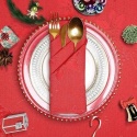 Obrus na stół Wodoodporny Poliester 80x80cm Czerwony Liście ostrokrzewu